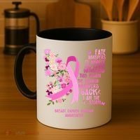 Breast Cancer Awareness Floral Ribbon Butterfly Coffee Mug thumb 4