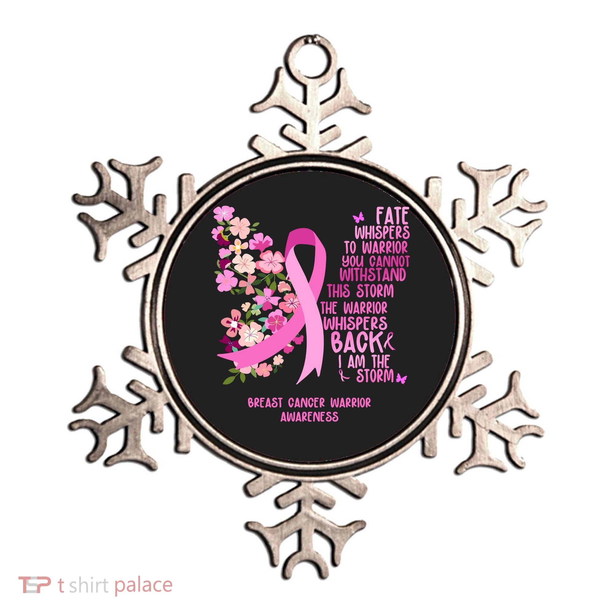 Breast Cancer Awareness Floral Ribbon Butterfly Ornament