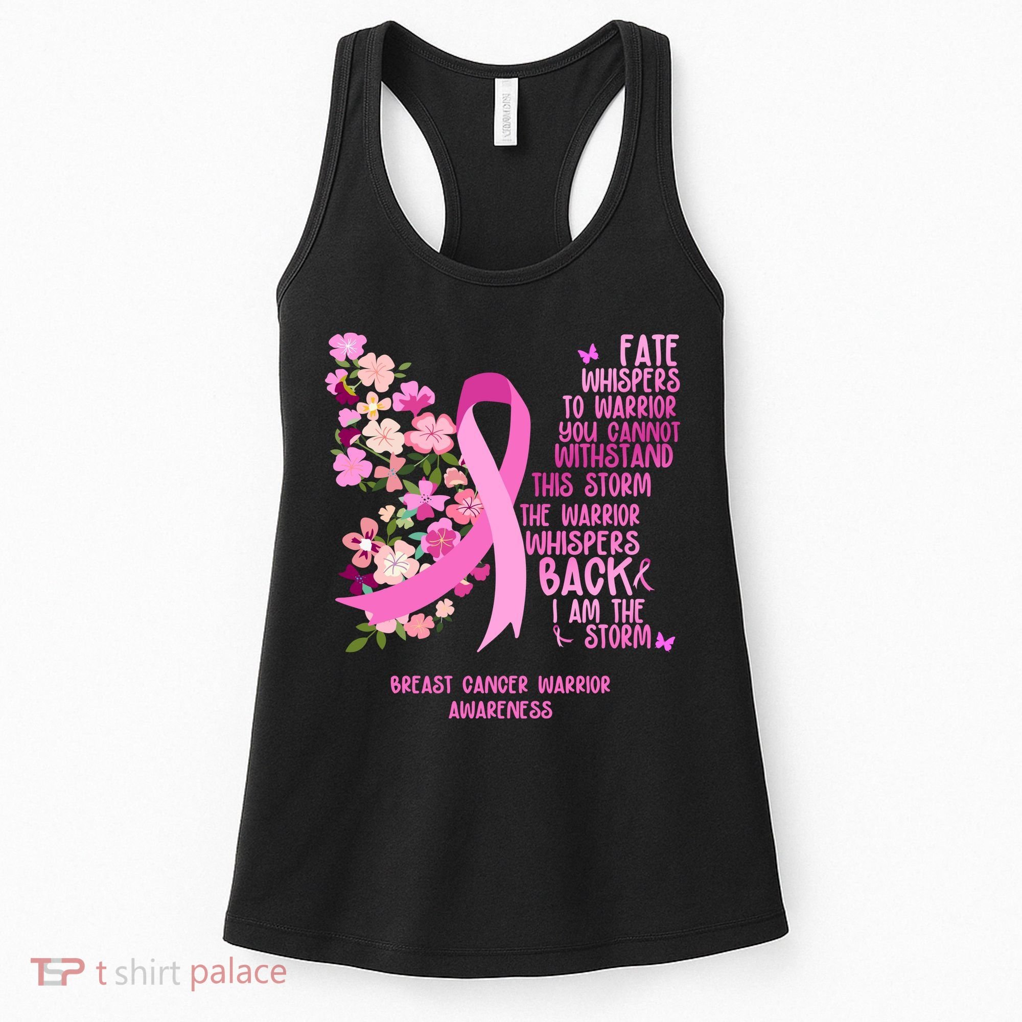 Breast Cancer Awareness Floral Ribbon Butterfly Women's Tank Top
