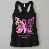 Breast Cancer Awareness Floral Ribbon Butterfly Women's Tank Top thumb 3