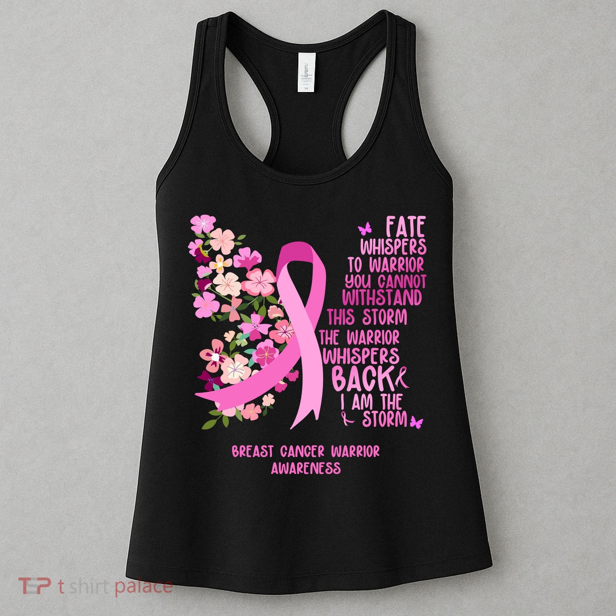 Breast Cancer Awareness Floral Ribbon Butterfly Women's Tank Top