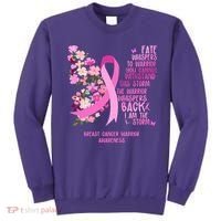 Breast Cancer Awareness Floral Ribbon Butterfly Sweatshirt thumb 0