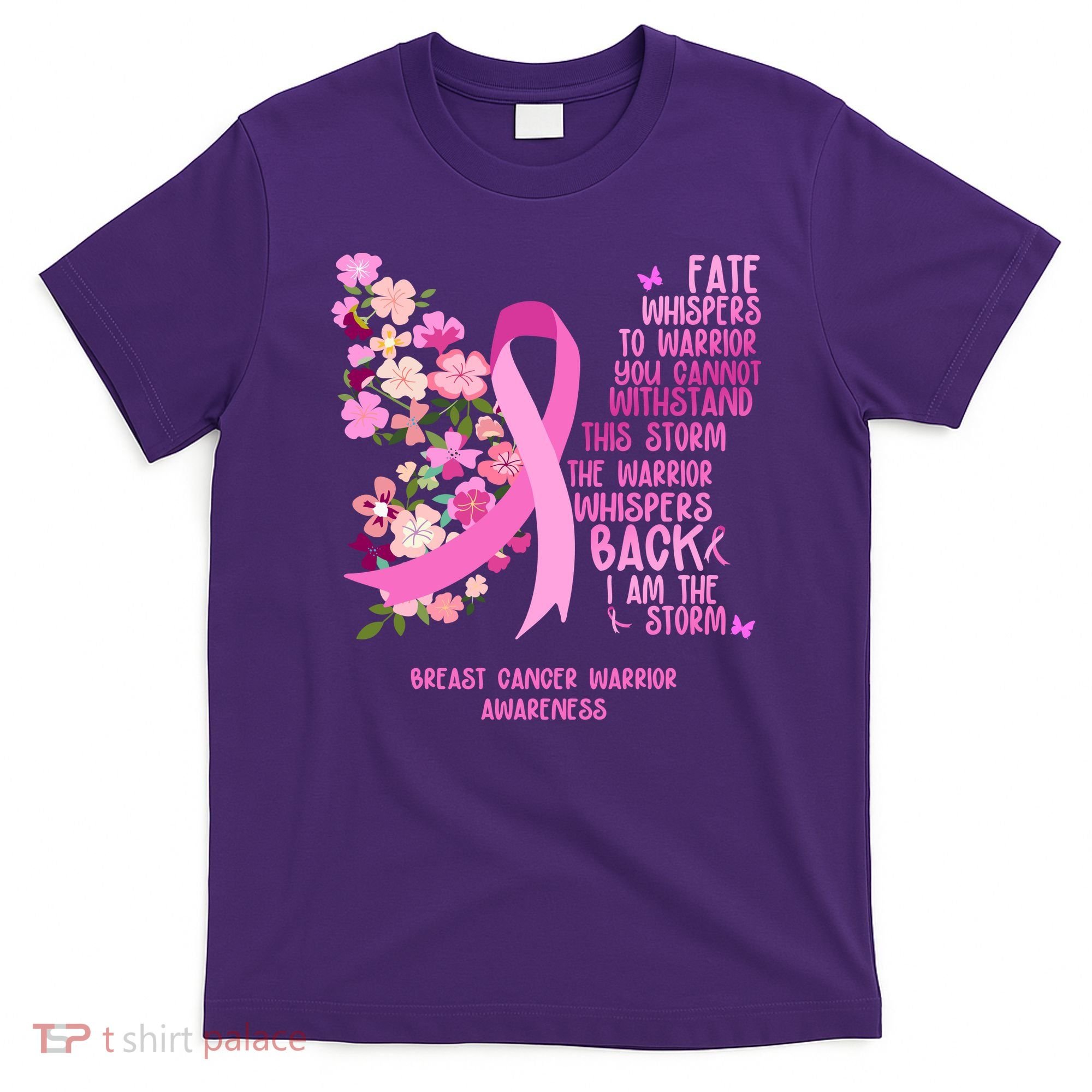 Breast Cancer Awareness Floral Ribbon Butterfly T-Shirt