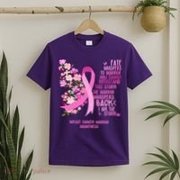 Breast Cancer Awareness Floral Ribbon Butterfly T-Shirt thumb 2