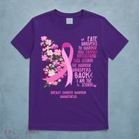 Breast Cancer Awareness Floral Ribbon Butterfly T-Shirt thumb 5