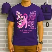 Breast Cancer Awareness Floral Ribbon Butterfly T-Shirt thumb 6