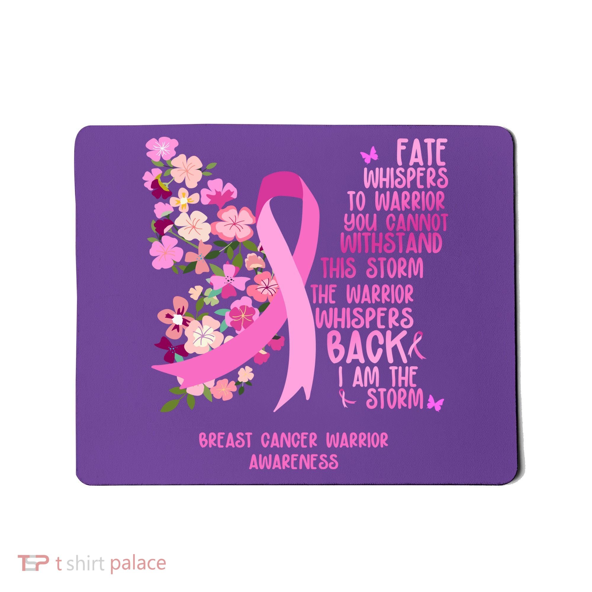 Breast Cancer Awareness Floral Ribbon Butterfly Mousepad