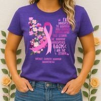 Breast Cancer Awareness Floral Ribbon Butterfly Women's T-Shirt thumb 2