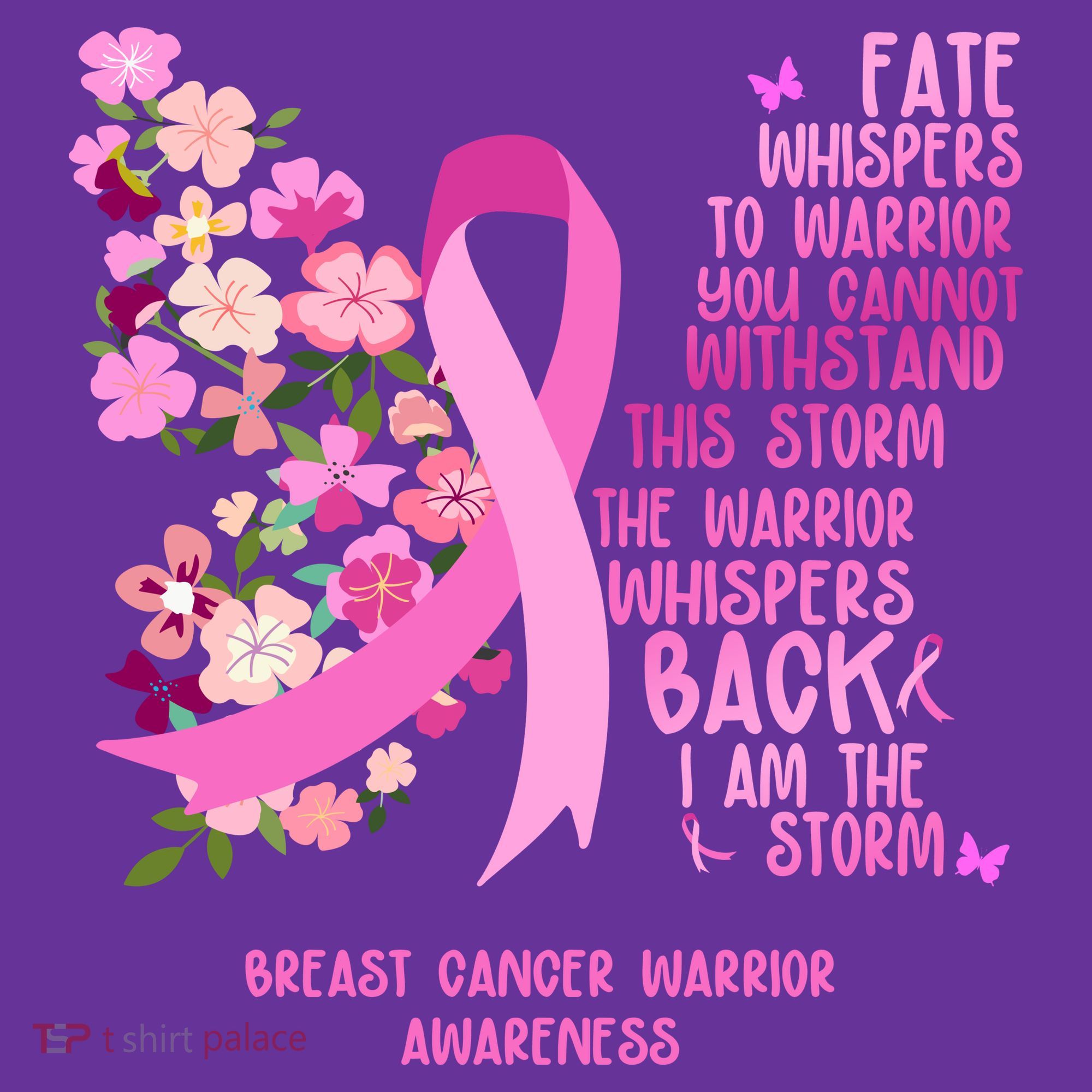 Breast Cancer Awareness Floral Ribbon Butterfly Kids Hoodie