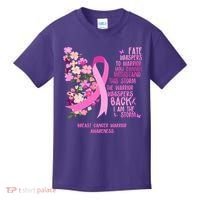 Breast Cancer Awareness Floral Ribbon Butterfly Kids T-Shirt thumb 0