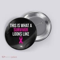 Breast Cancer Awareness Survivor Pink Ribbon Button thumb 0