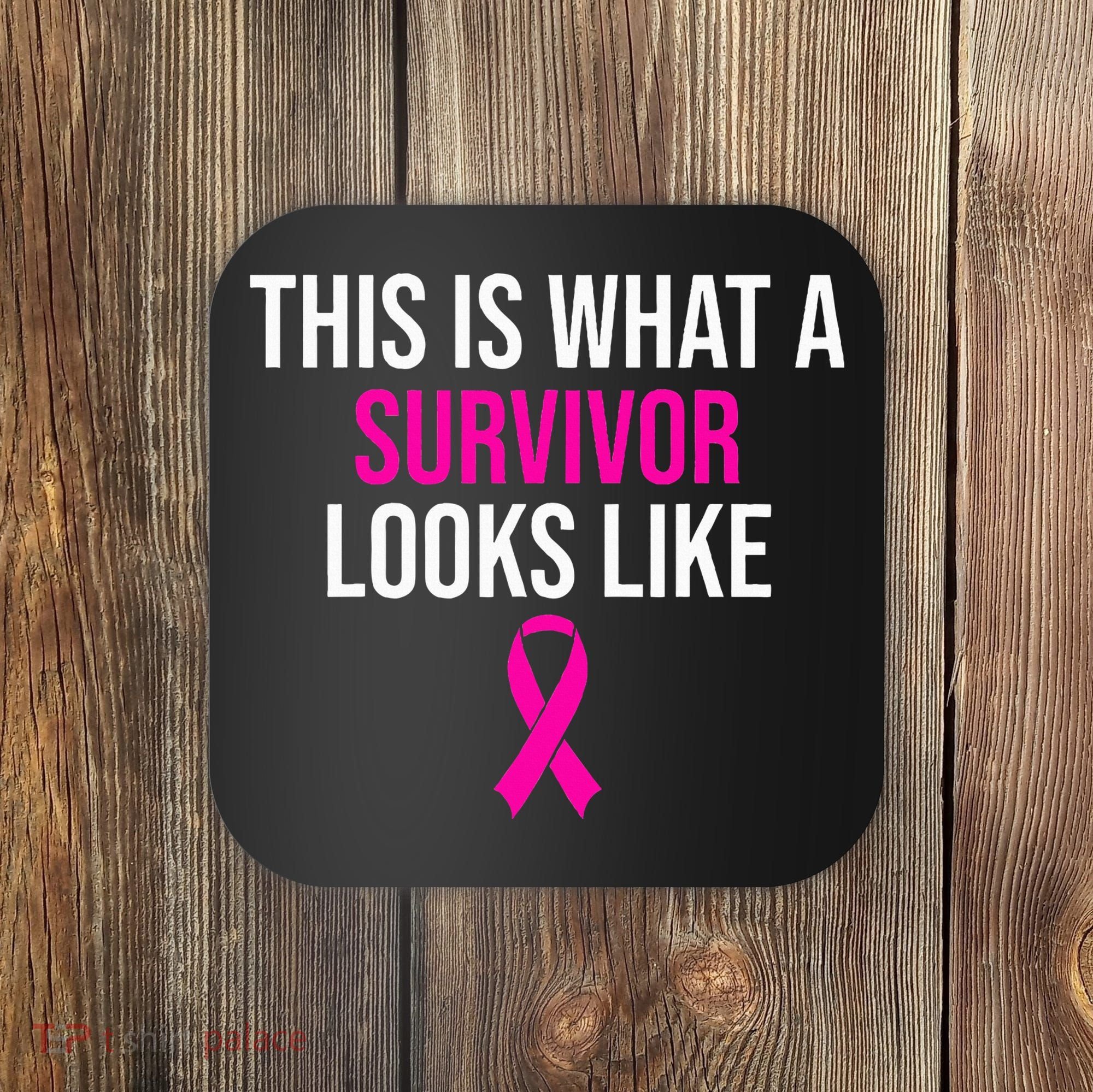 Breast Cancer Awareness Survivor Pink Ribbon Coaster