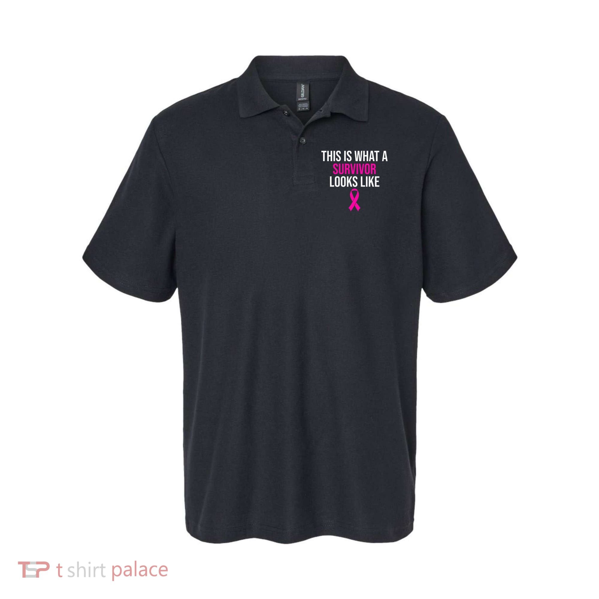 Breast Cancer Awareness Survivor Pink Ribbon Polo
