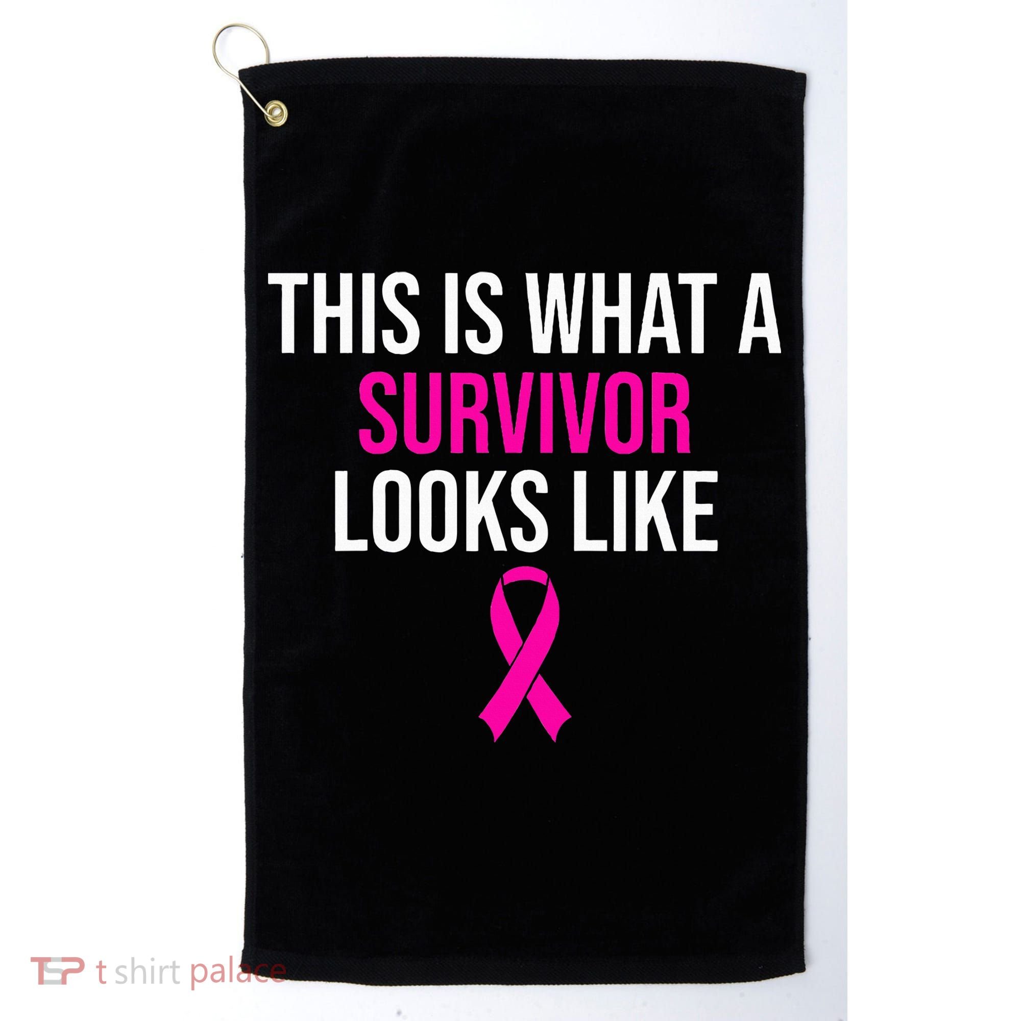 Breast Cancer Awareness Survivor Pink Ribbon Golf Towel