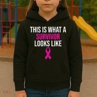 Breast Cancer Awareness Survivor Pink Ribbon Kids Hoodie thumb 3
