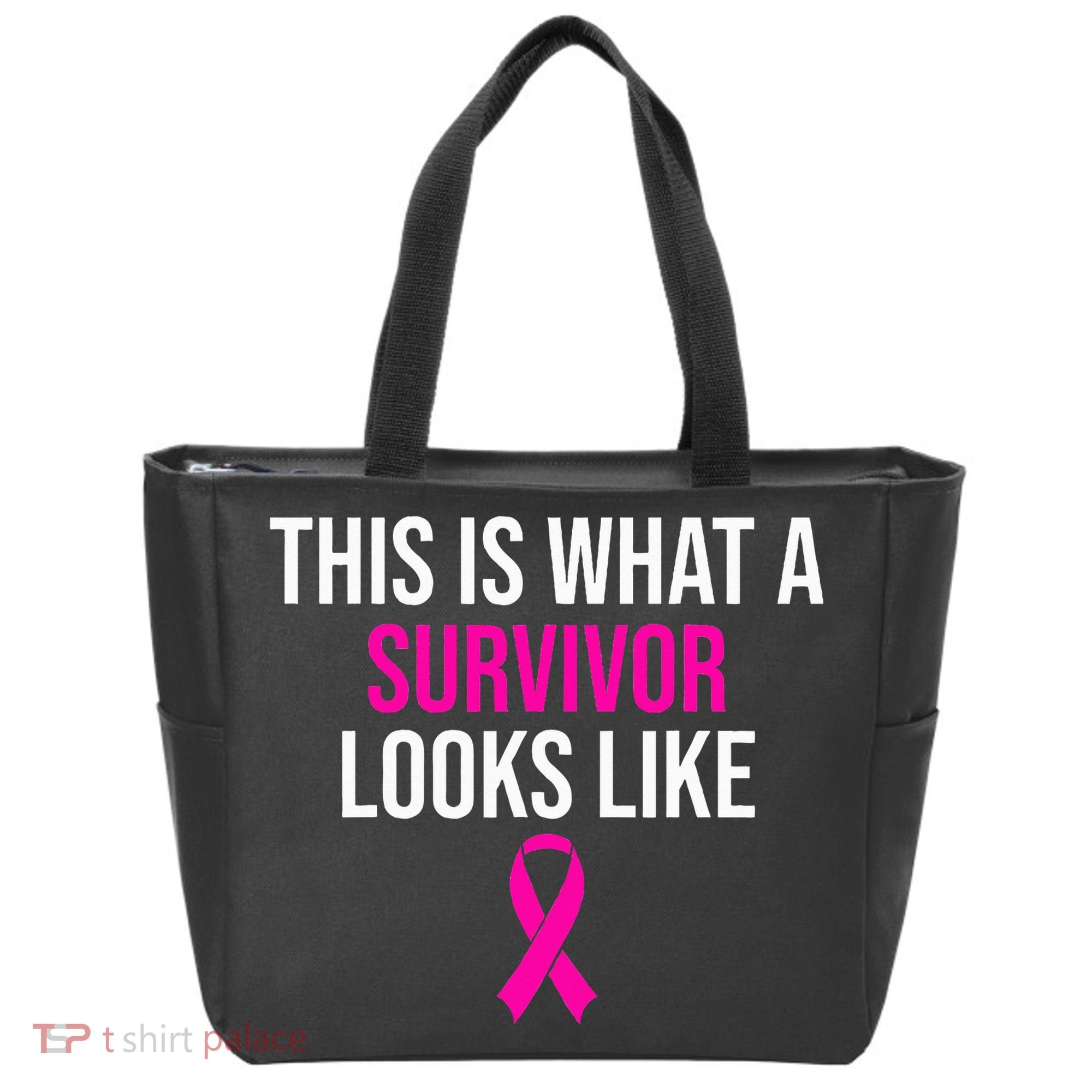 Breast Cancer Awareness Survivor Pink Ribbon Tote Bag