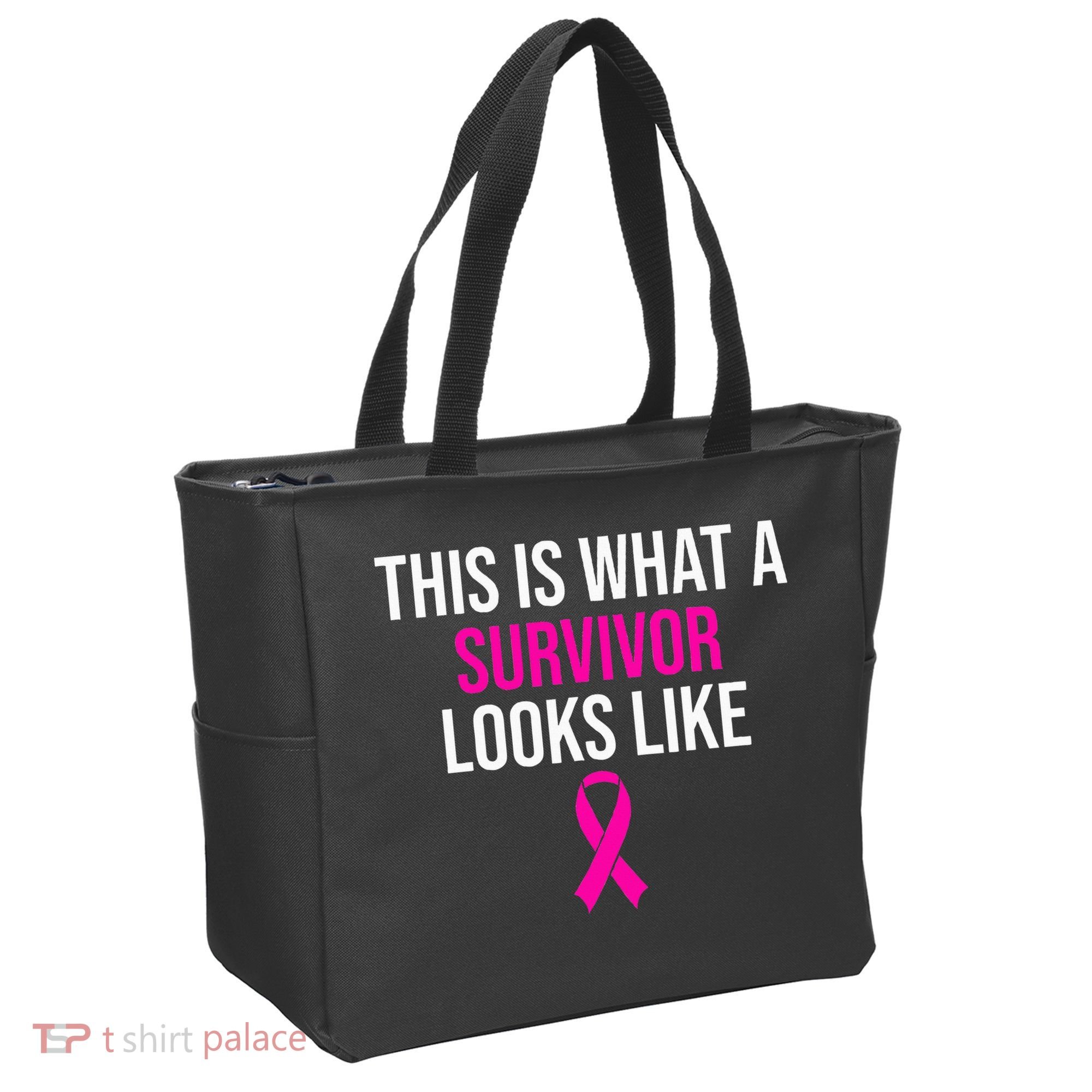 Breast Cancer Awareness Survivor Pink Ribbon Tote Bag