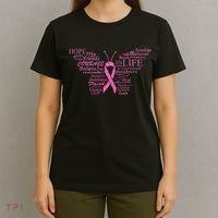 Breast Cancer Awareness Butterfly Ribbon Quotes T-Shirt thumb 4