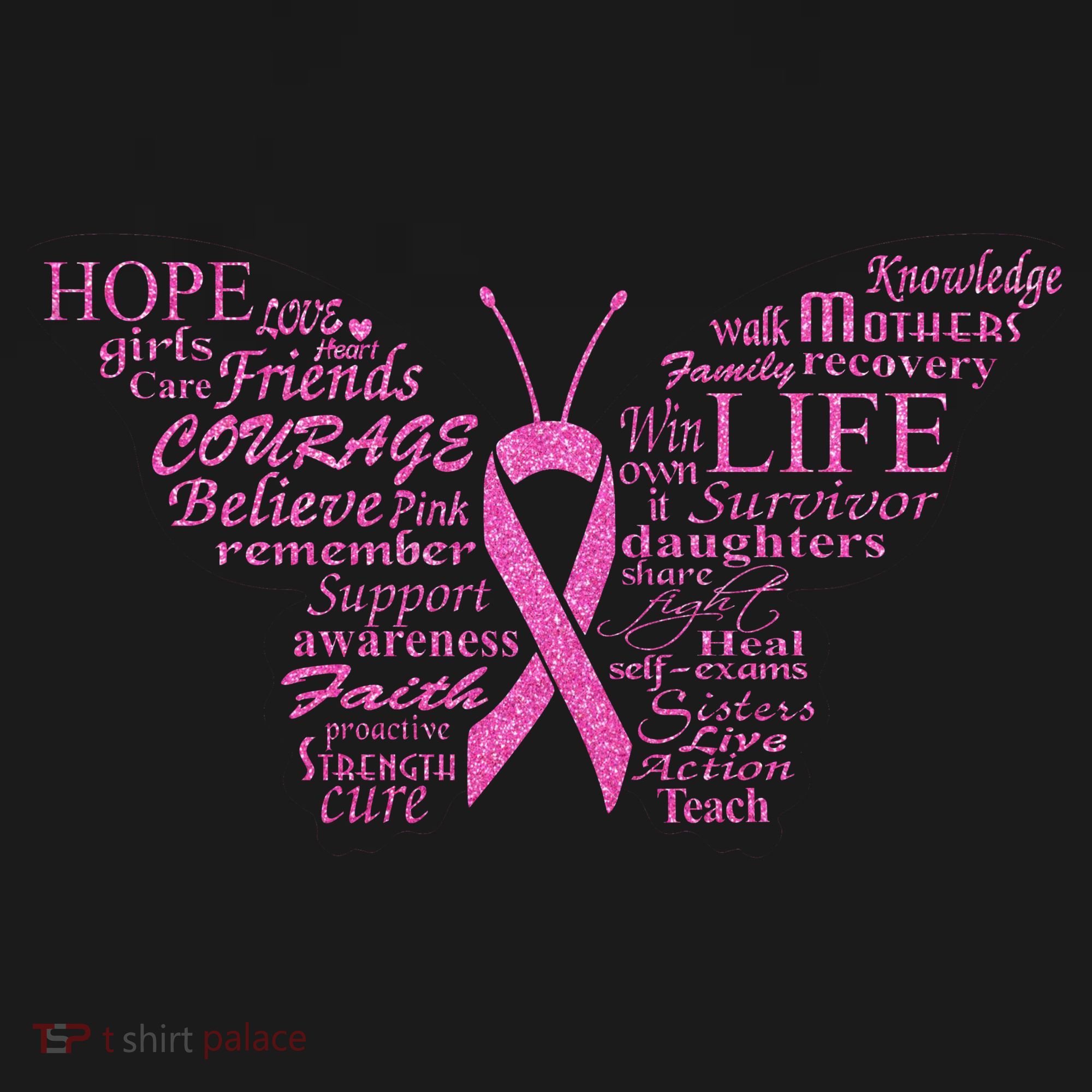 Breast Cancer Awareness Butterfly Ribbon Quotes T-Shirt