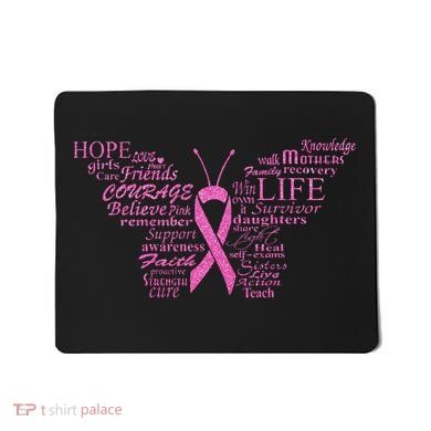 Breast Cancer Awareness Butterfly Ribbon Quotes Mousepad