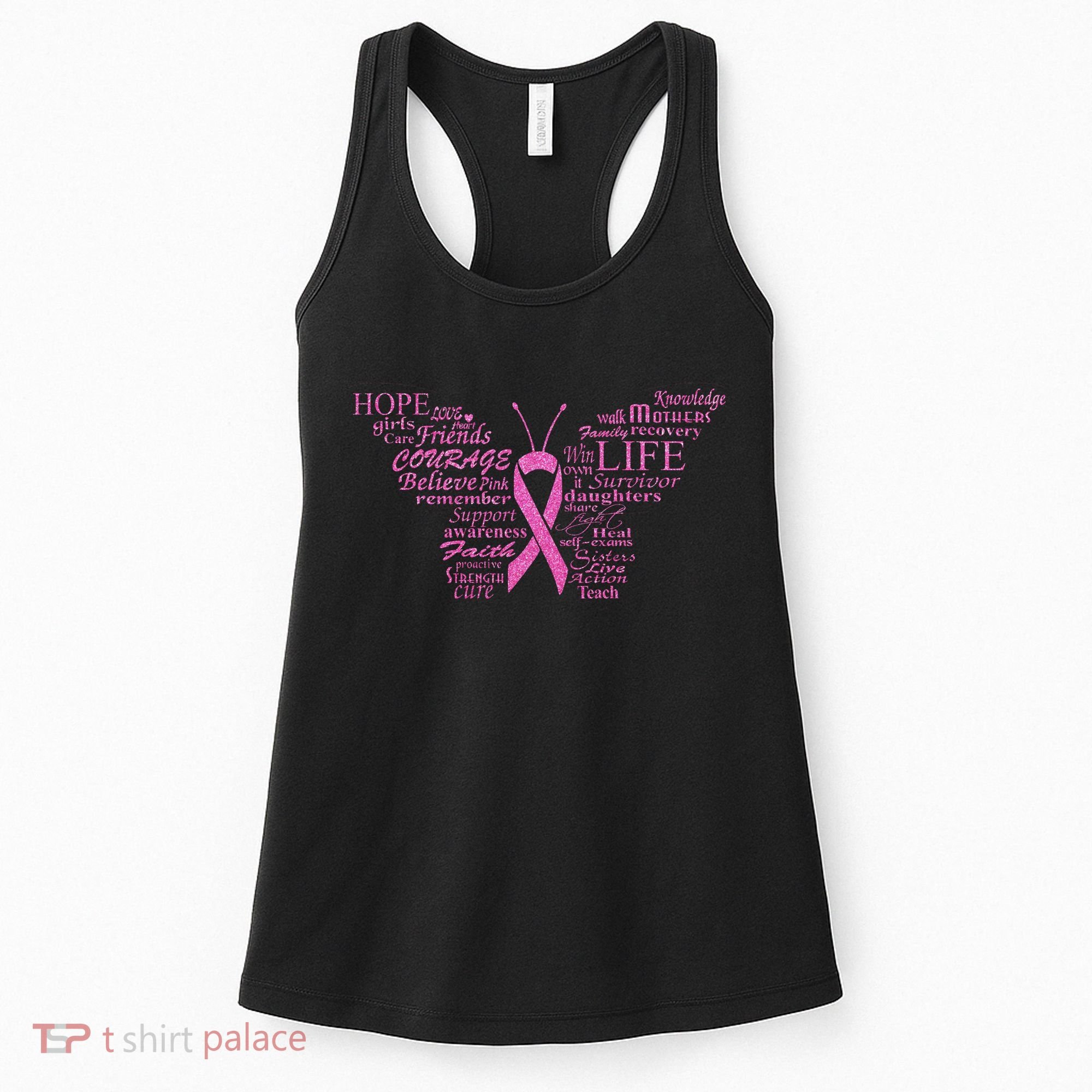 Breast Cancer Awareness Butterfly Ribbon Quotes Women's Tank Top