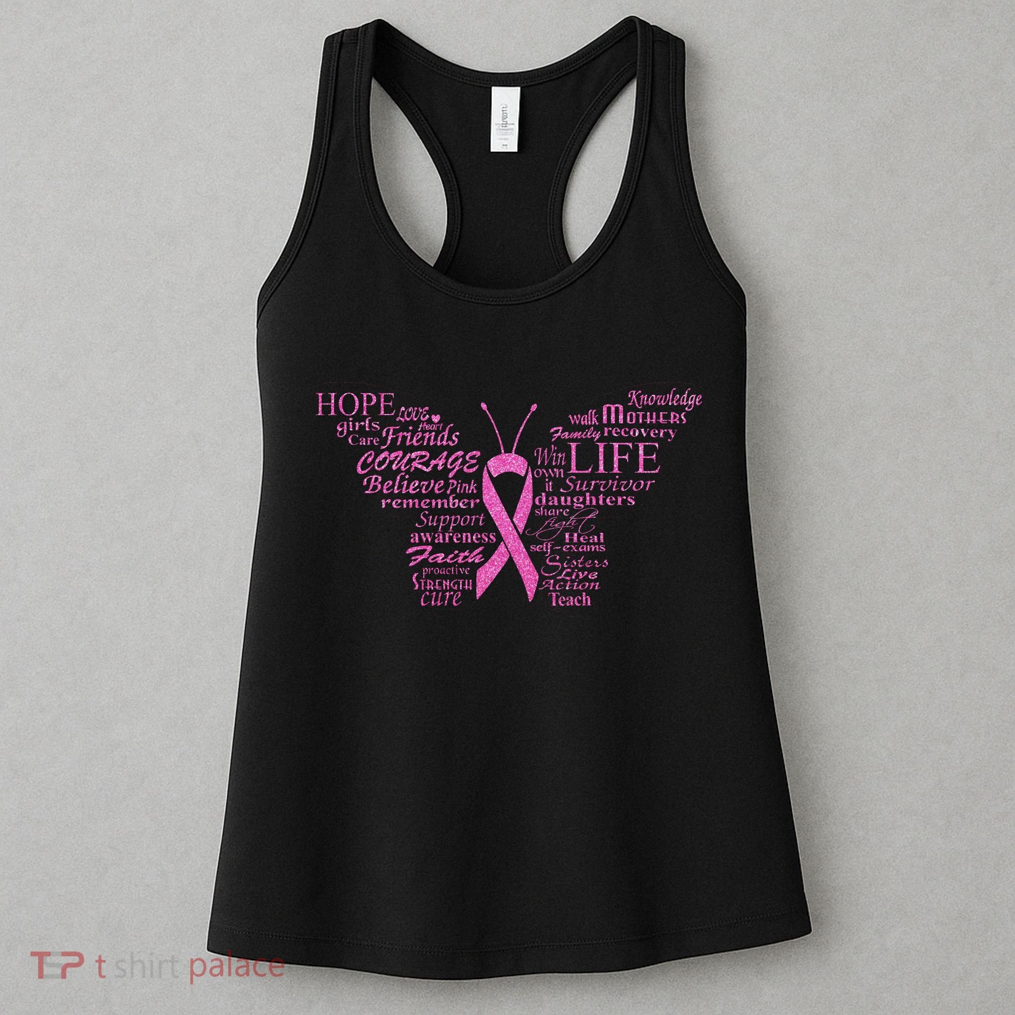 Breast Cancer Awareness Butterfly Ribbon Quotes Women's Tank Top