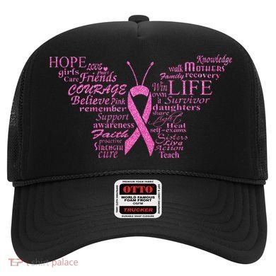 Breast Cancer Awareness Butterfly Ribbon Quotes Hat