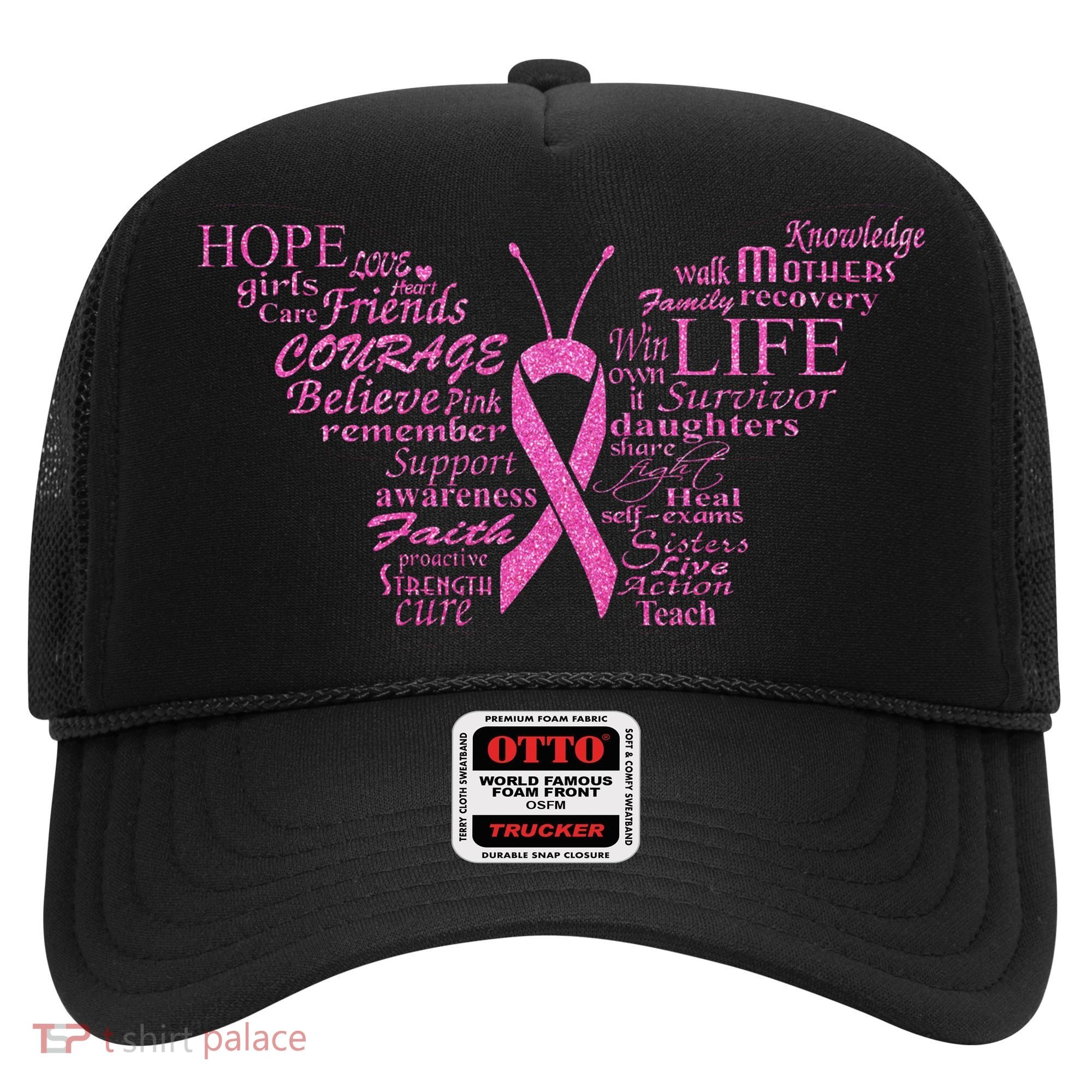 Breast Cancer Awareness Butterfly Ribbon Quotes Hat