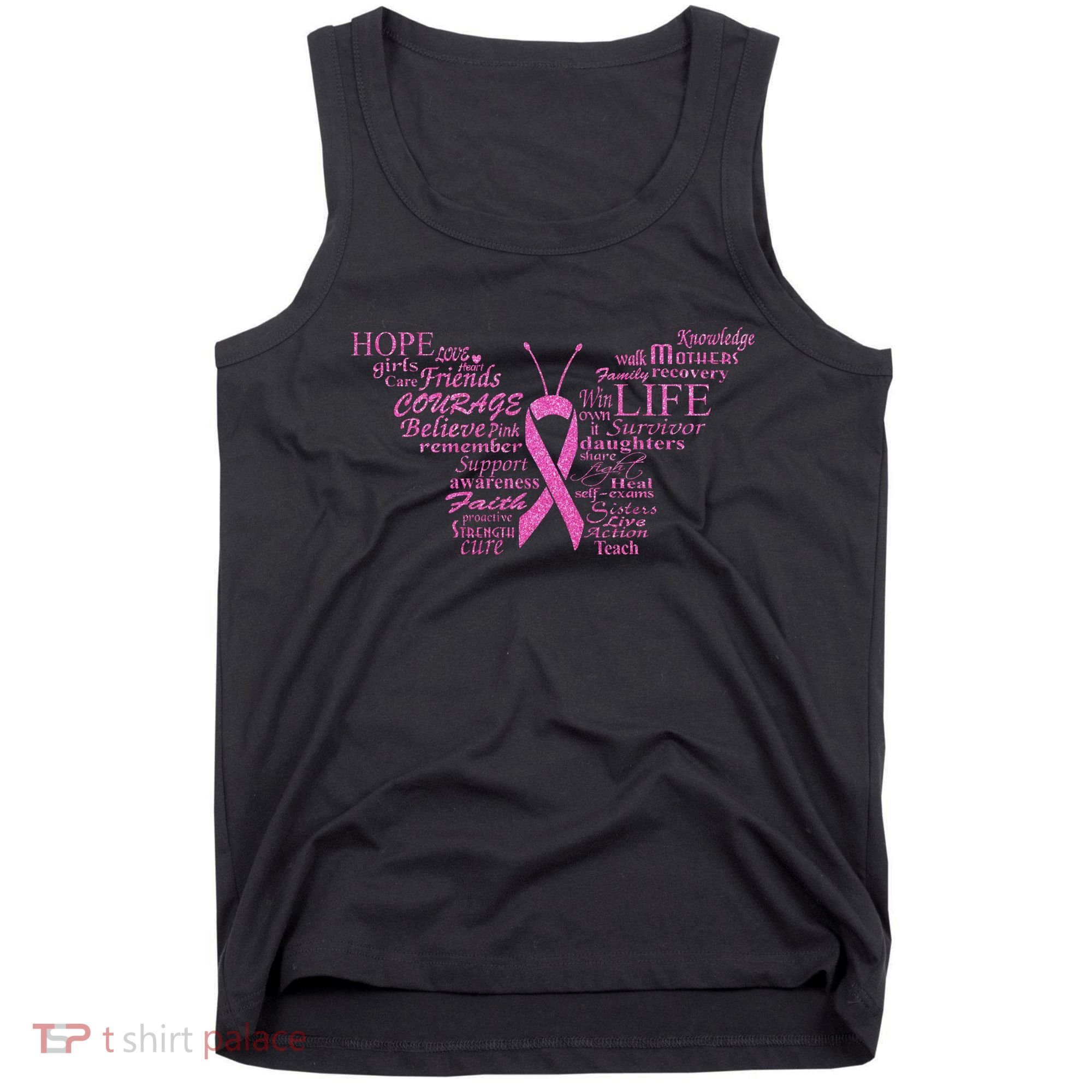 Breast Cancer Awareness Butterfly Ribbon Quotes Tank Top