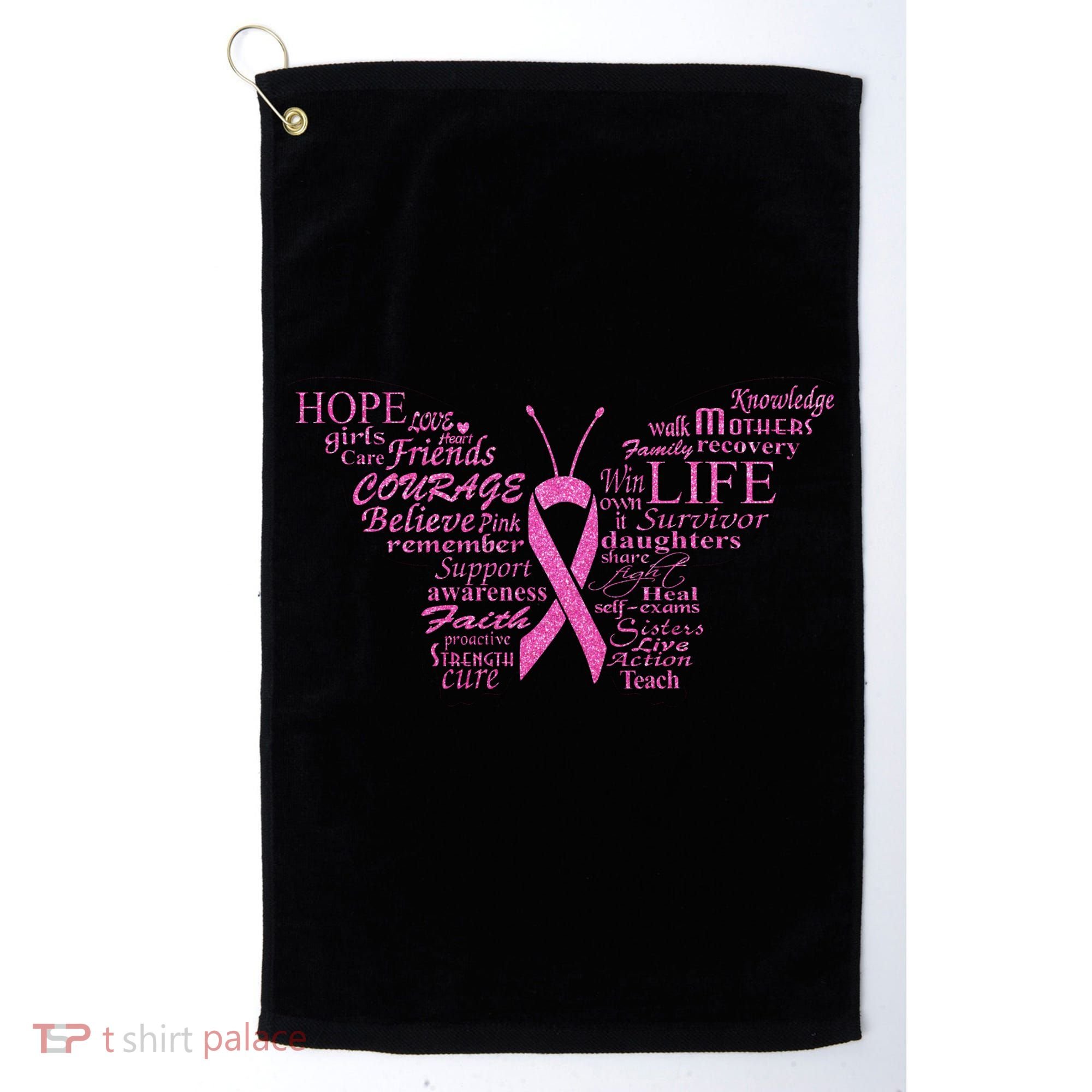 Breast Cancer Awareness Butterfly Ribbon Quotes Golf Towel