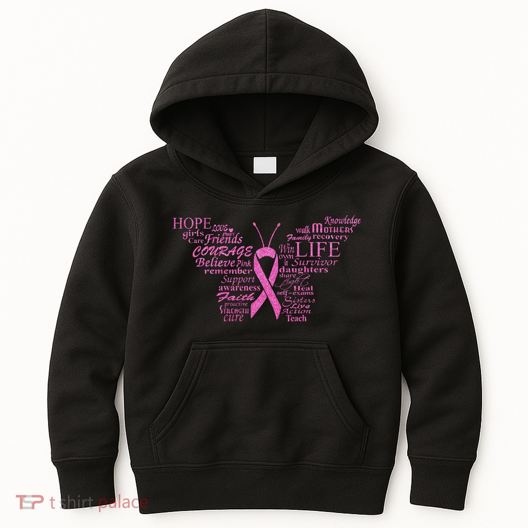 Breast Cancer Awareness Butterfly Ribbon Quotes Kids Hoodie