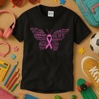 Breast Cancer Awareness Butterfly Ribbon Quotes Kids T-Shirt thumb 3