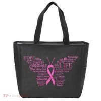 Breast Cancer Awareness Butterfly Ribbon Quotes Tote Bag thumb 0