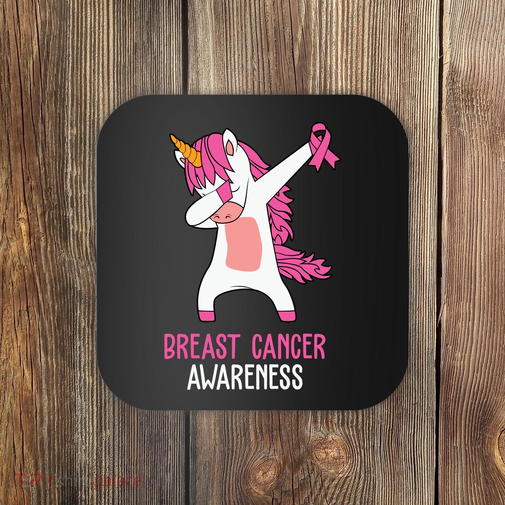 Breast Cancer Awareness Unicorn Ribbon Coaster
