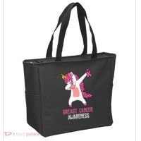 Breast Cancer Awareness Unicorn Ribbon Tote Bag thumb 2