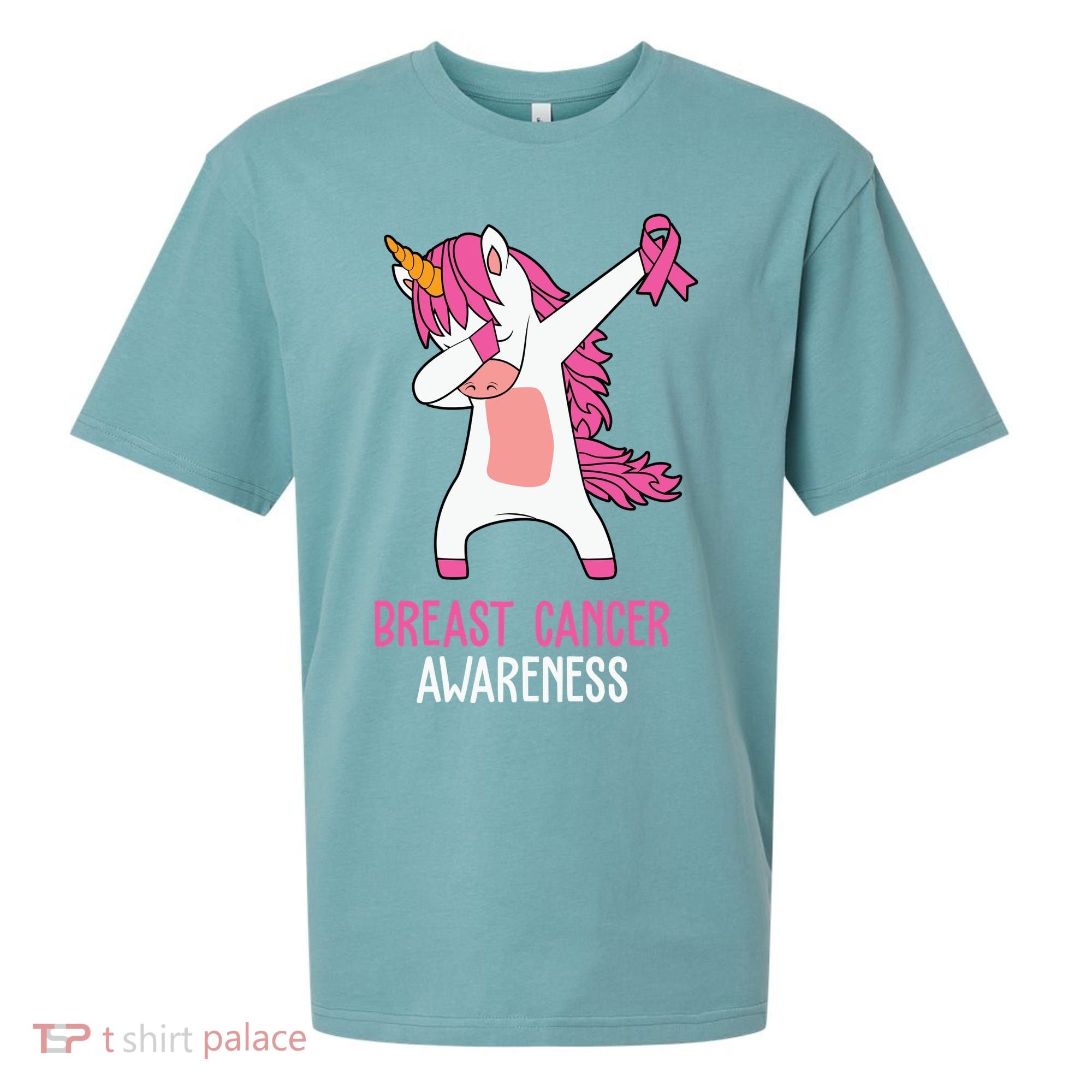 Breast Cancer Awareness Unicorn Ribbon Sueded Cloud Jersey T-Shirt