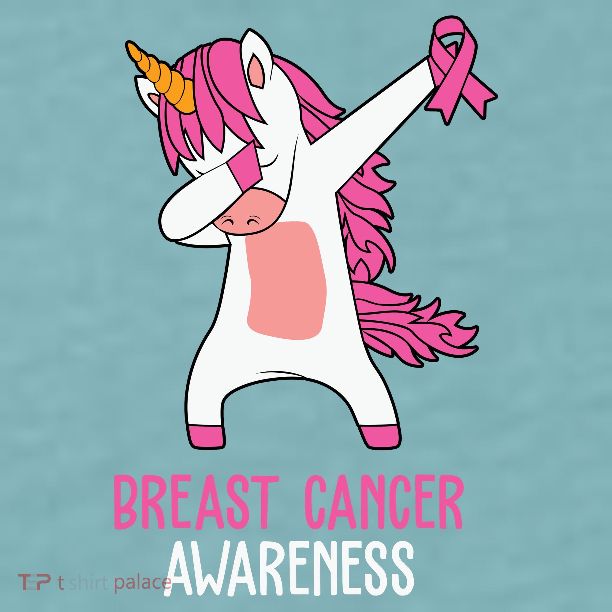 Breast Cancer Awareness Unicorn Ribbon Sueded Cloud Jersey T-Shirt