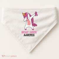 Breast Cancer Awareness Unicorn Ribbon USA-Made Doggie Bandana thumb 0