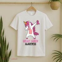 Breast Cancer Awareness Unicorn Ribbon T-Shirt thumb 2