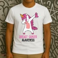 Breast Cancer Awareness Unicorn Ribbon T-Shirt thumb 3
