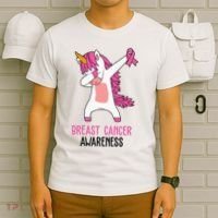 Breast Cancer Awareness Unicorn Ribbon T-Shirt thumb 6