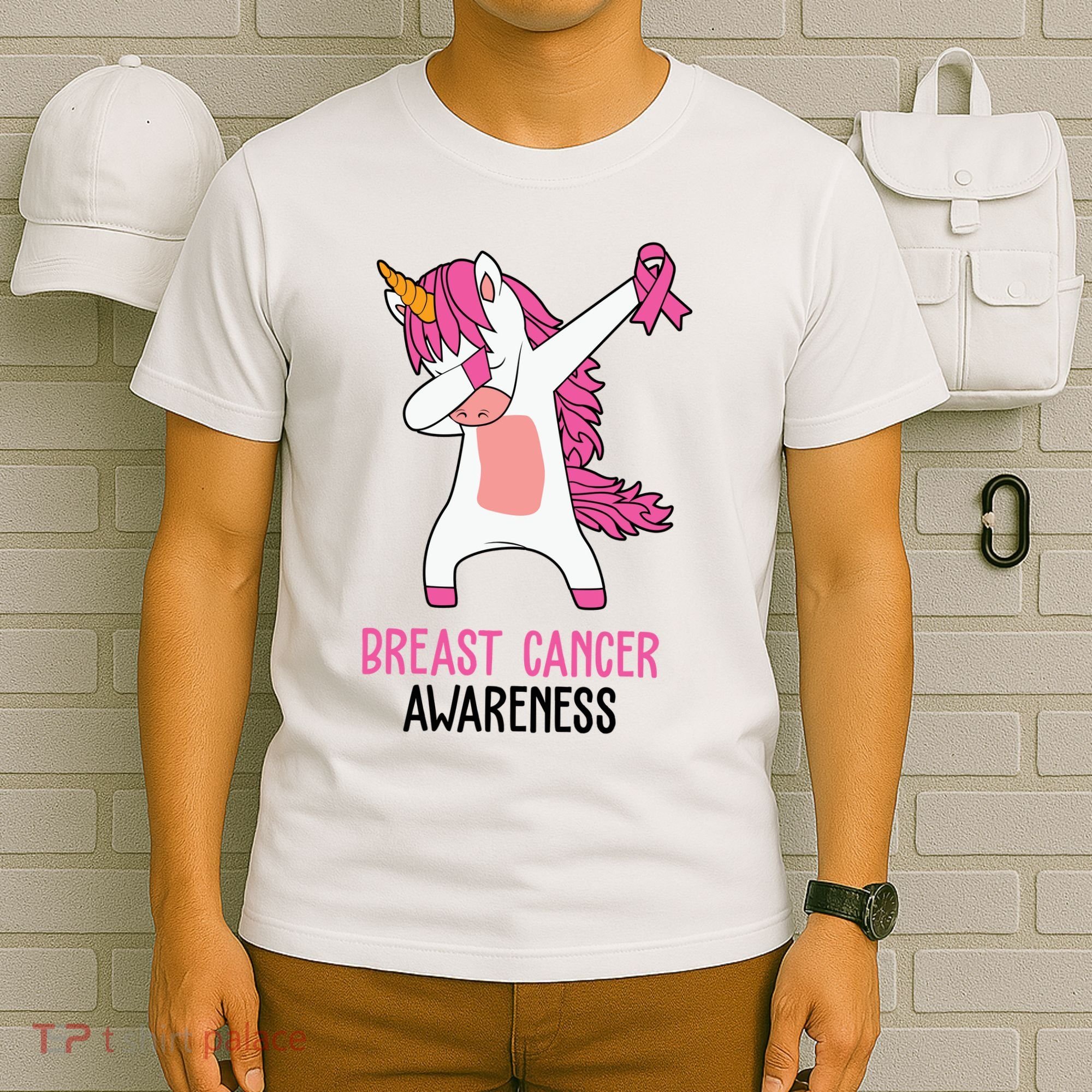 Breast Cancer Awareness Unicorn Ribbon T-Shirt