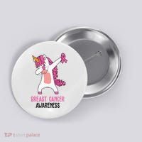 Breast Cancer Awareness Unicorn Ribbon Button thumb 0