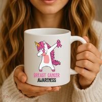 Breast Cancer Awareness Unicorn Ribbon Coffee Mug thumb 3