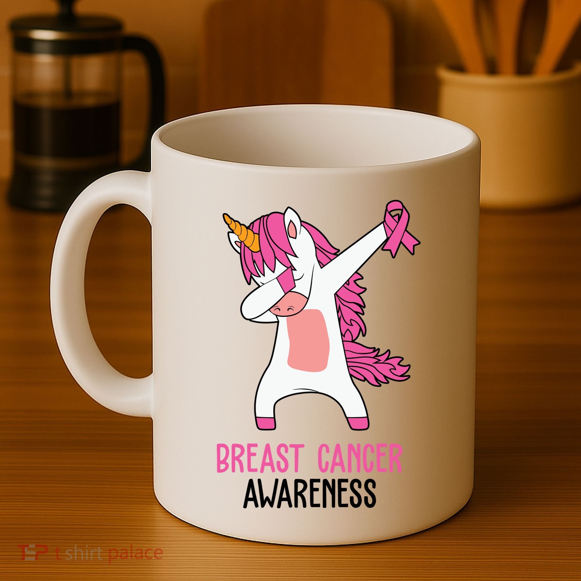 Breast Cancer Awareness Unicorn Ribbon Coffee Mug