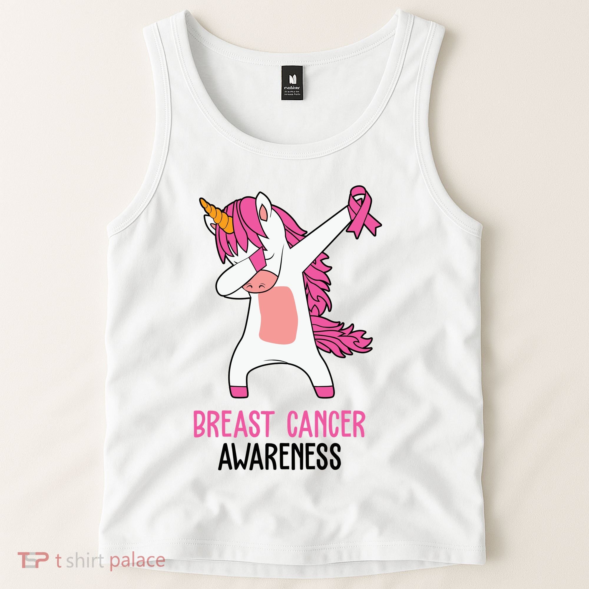 Breast Cancer Awareness Unicorn Ribbon Tank Top