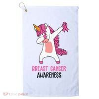 Breast Cancer Awareness Unicorn Ribbon Golf Towel thumb 0