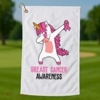 Breast Cancer Awareness Unicorn Ribbon Golf Towel thumb 1