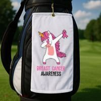 Breast Cancer Awareness Unicorn Ribbon Golf Towel thumb 2