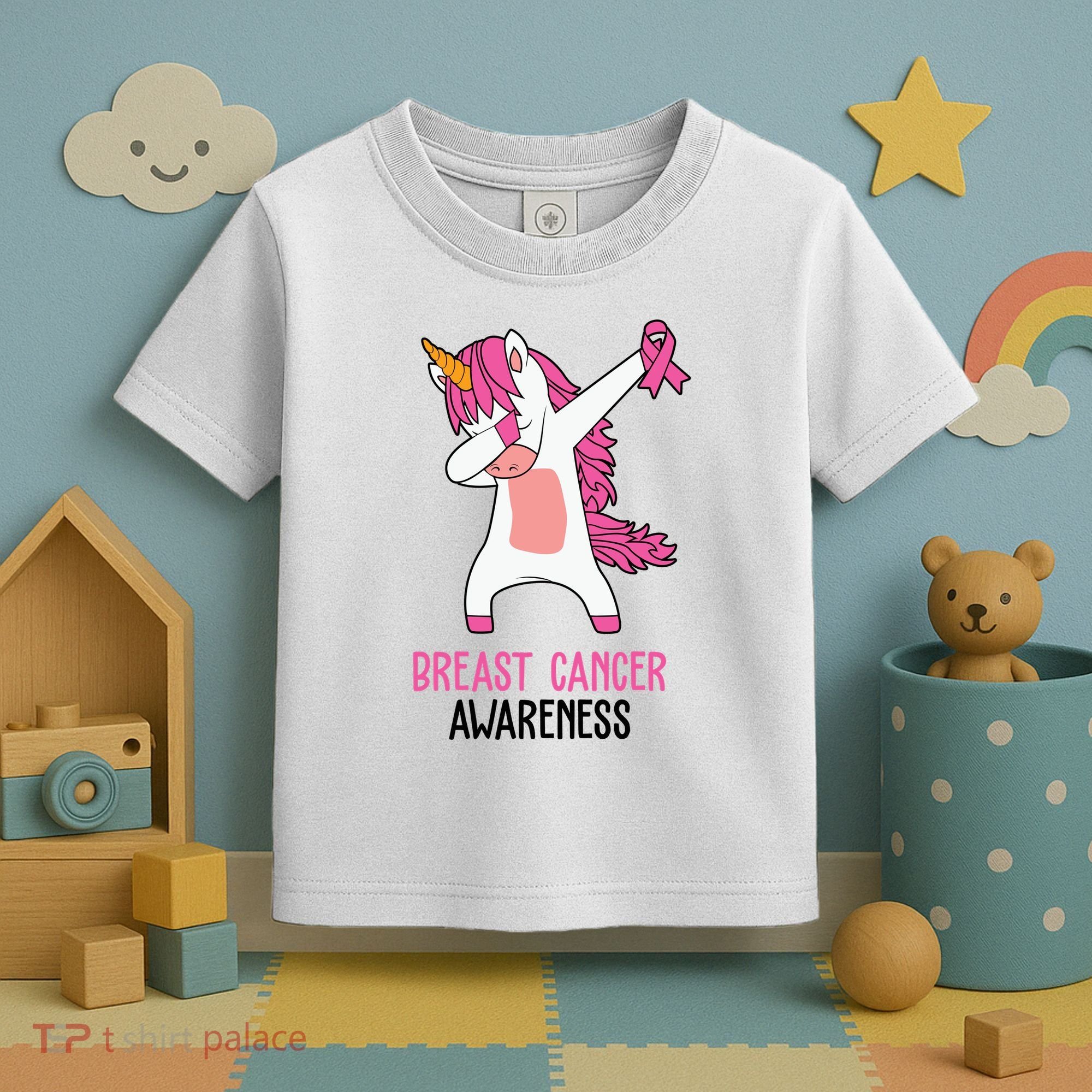 Breast Cancer Awareness Unicorn Ribbon Toddler T-Shirt